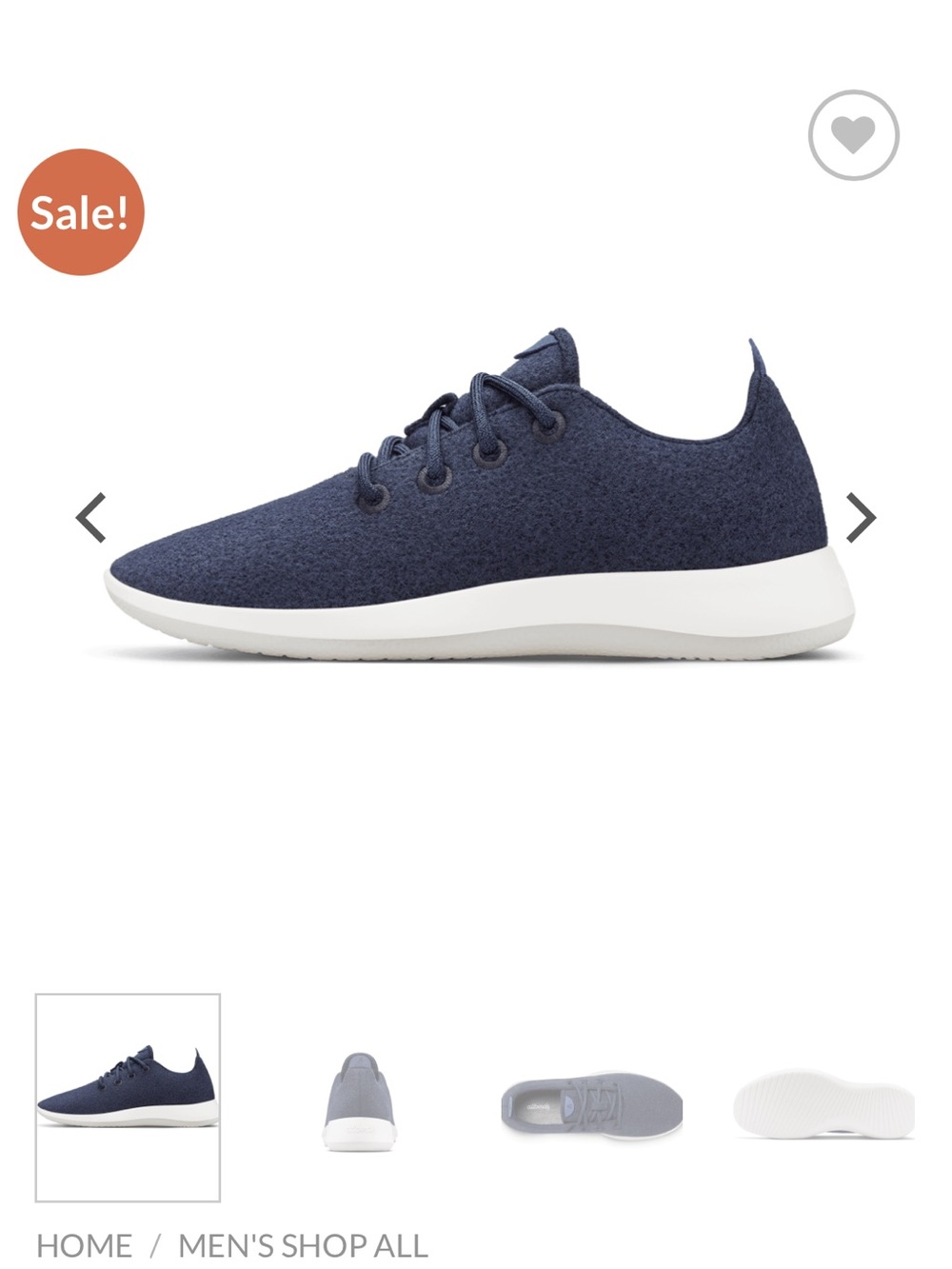 All birds men’s tree runner shoe wool sneaker size 11 navy blue excellent!